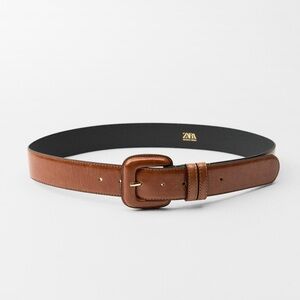 Zara Black Leather Shoulder Bag with Gold Accents